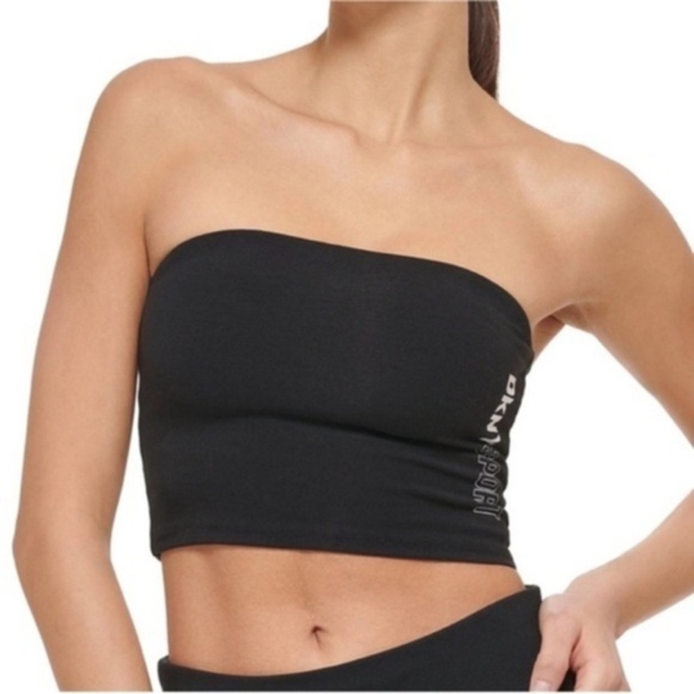 DKNY Black Strapless Bandeau Crop Top